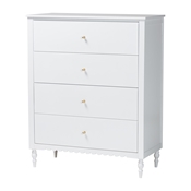 Baxton Studio Roni Modern White Wood 4-Drawer Chest with Scalloped Edges